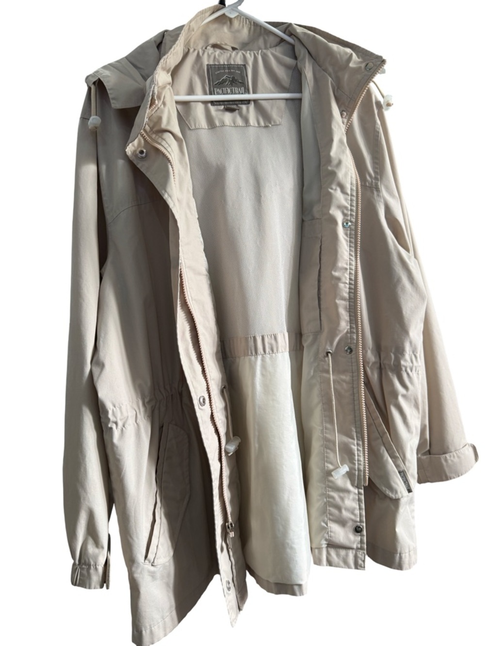 Pacific Trail Beige Hooded Trench Coat